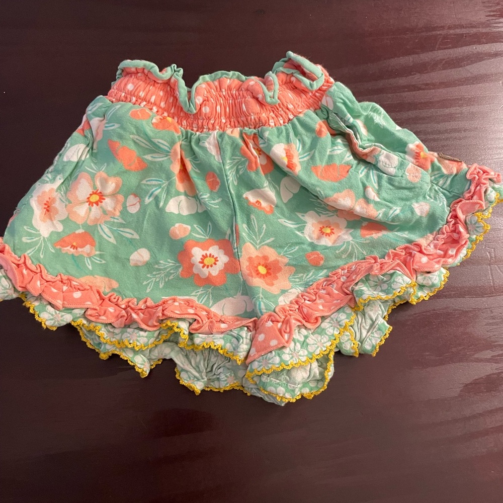 Matilda Jane Floral Kids Shorts - Green and Coral